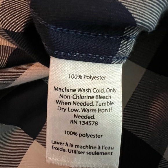 VINEYARD VINES WOMENS BLUE AND WHITE CHECKERED LONG SLEEVE BUTTONED DOWN SHIRT - Picture 8 of 10
